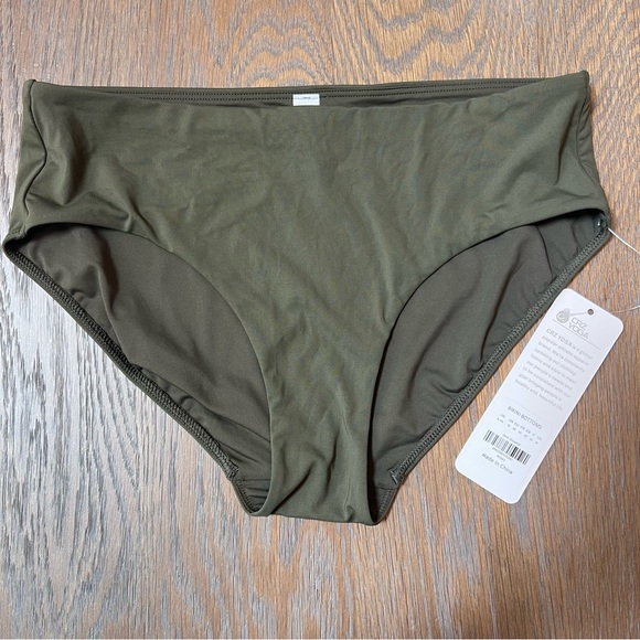 CRZ YOGA Other - CRZ YOGA Womens Bikini Bottoms Dark Olive Green Mid Rise Swim Briefs Size S NEW